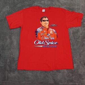 VTG NASCAR Tony Stewart Shirt Mens XL Red Old Spice Racing‎ Tee Car Y2K Anvil